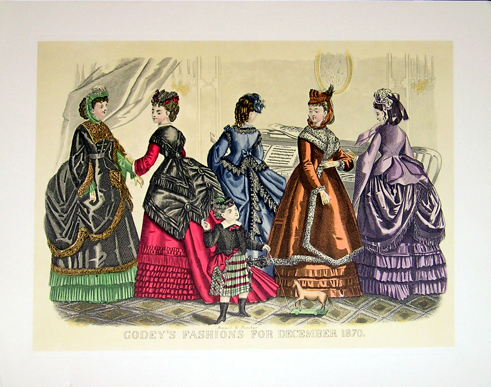 Godey's Fashions December 1870 9.25 x 11.25 inches