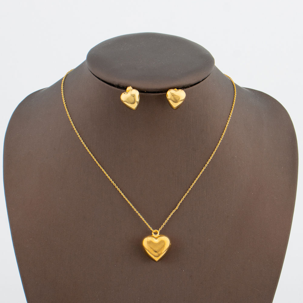 Gold Color Earrings and Necklace Jewelry Set for Women Necklace Earrings Set for
