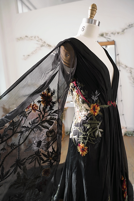 black sheer dress with flowers Embroidered Black Tulle Dress/ Floral Maxi Elegant Embroidery Lace/ Mother of the Bride Dress Wildflowers Long Embroidered Dress Ball Gown