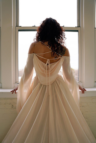 open lace back dress Nesta Satin Pleated Cut-Out Gown – Minuet Apparel main image 0