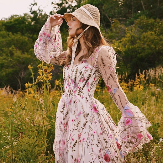 open lace back dress Frill Button Dress, Flora Pink – KAIKO