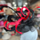 Thumbnail: Red/ Black Tulle Fascinator