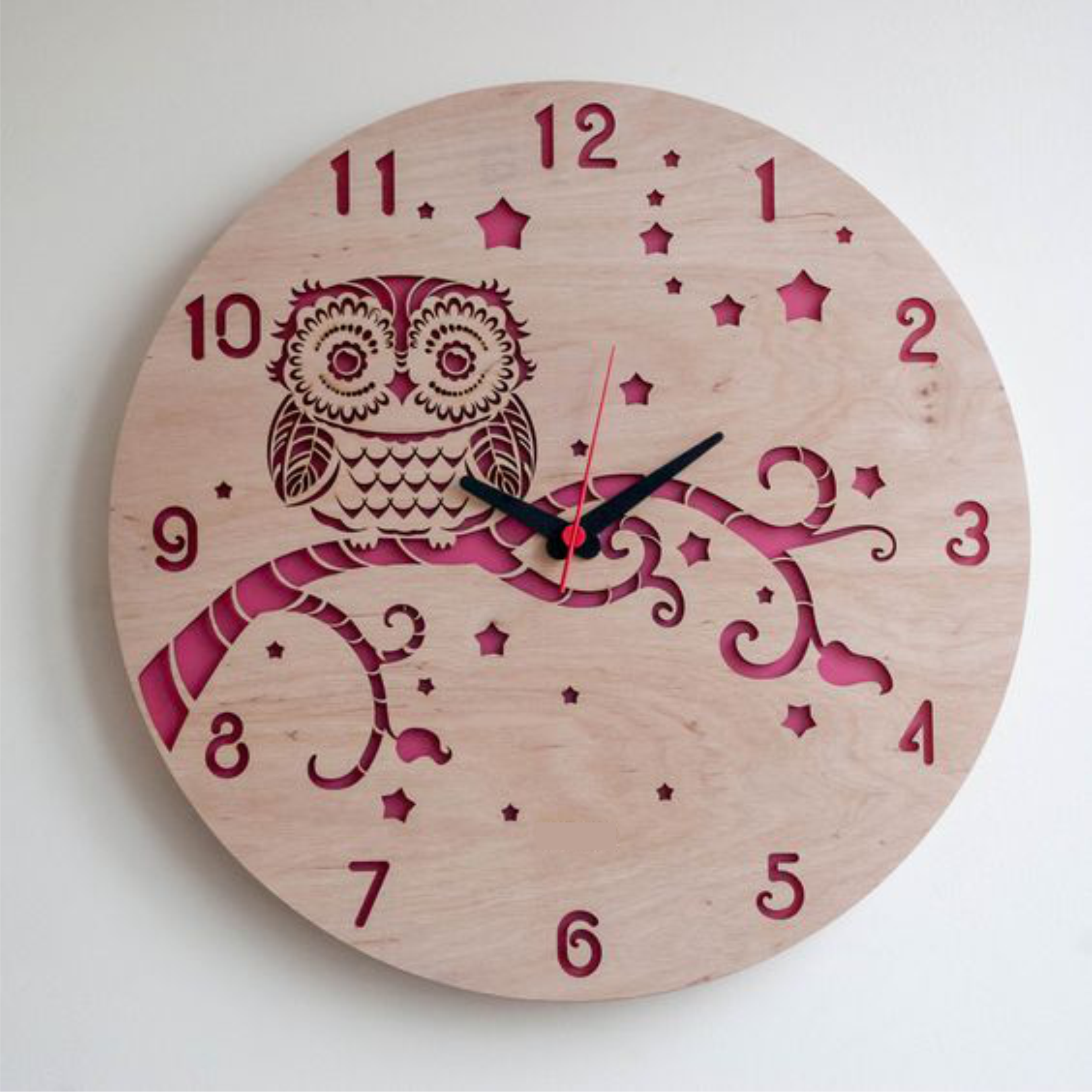 Wooden owl clock 30cm