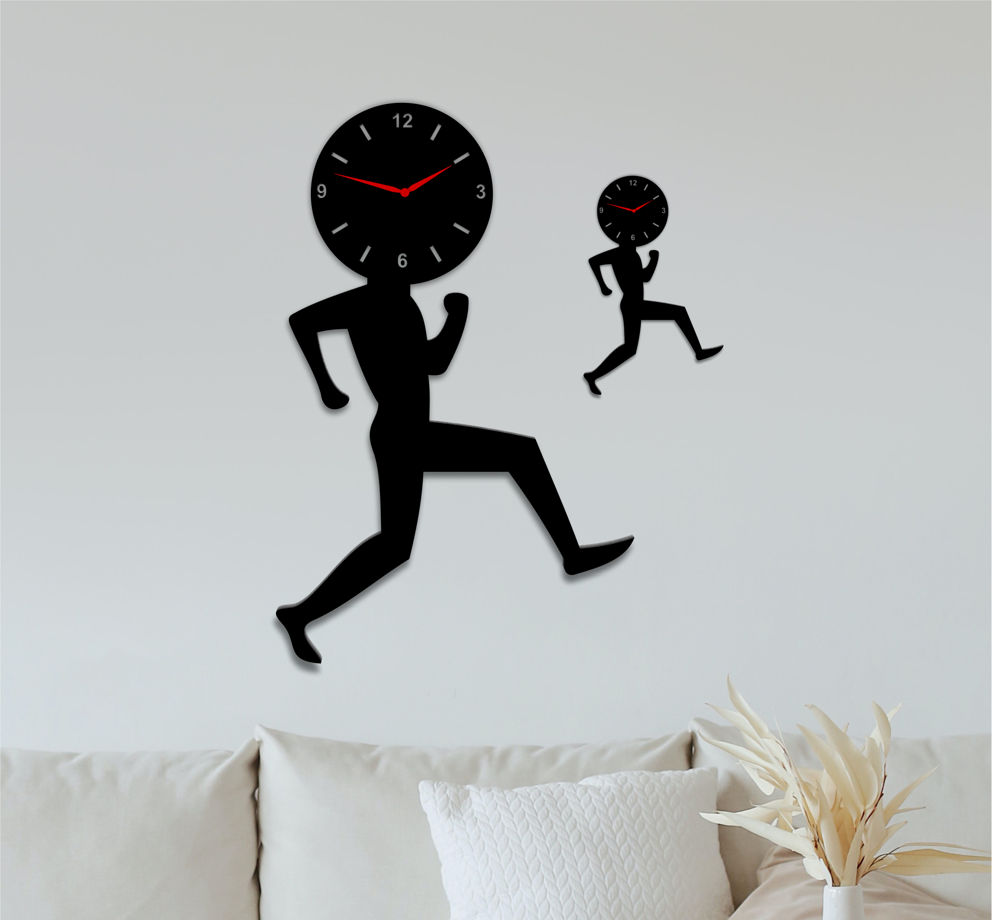 Acrylic Running man clock 30cm in hight