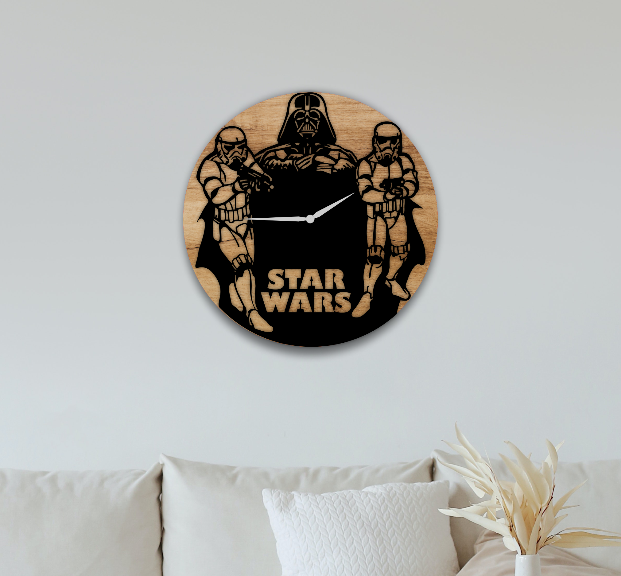 Wood & Acrylic Star wars clock 30cm