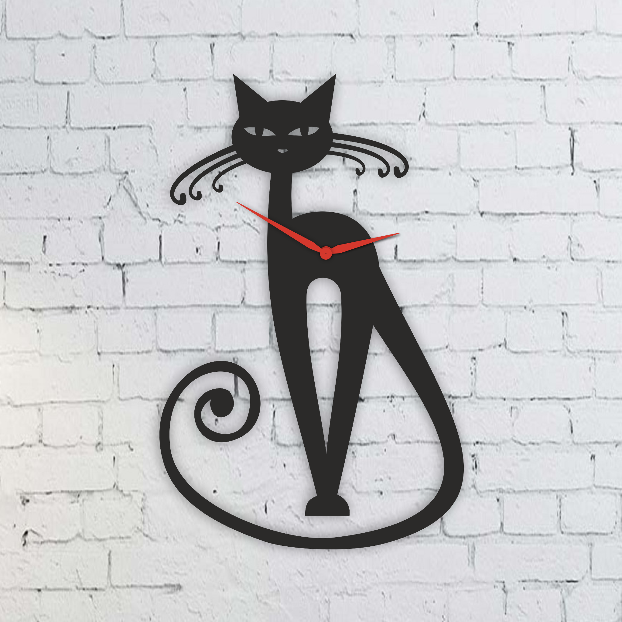 Acrylic cat clock 30cm high