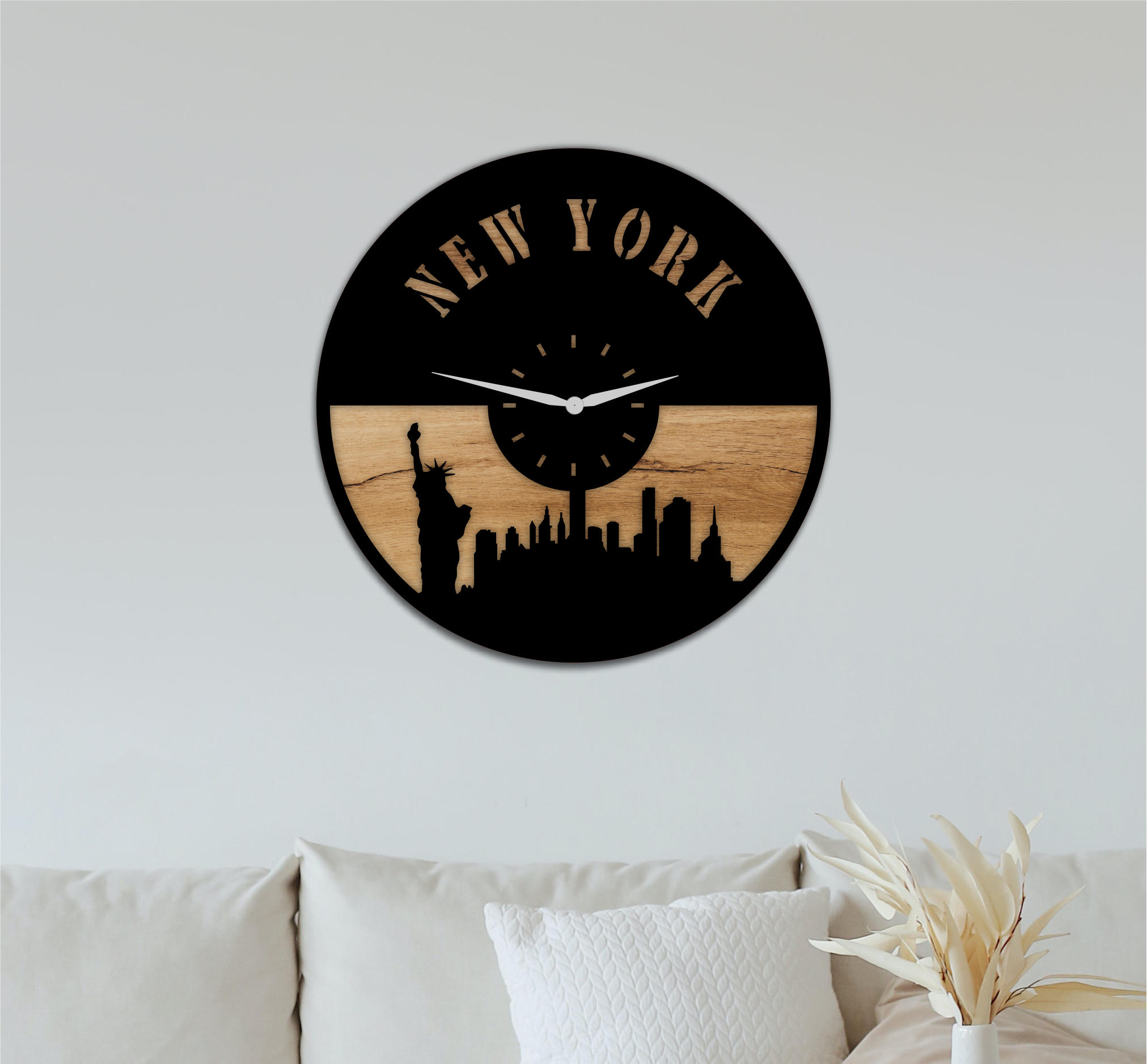 Wood & Acrylic New york clock 30cm