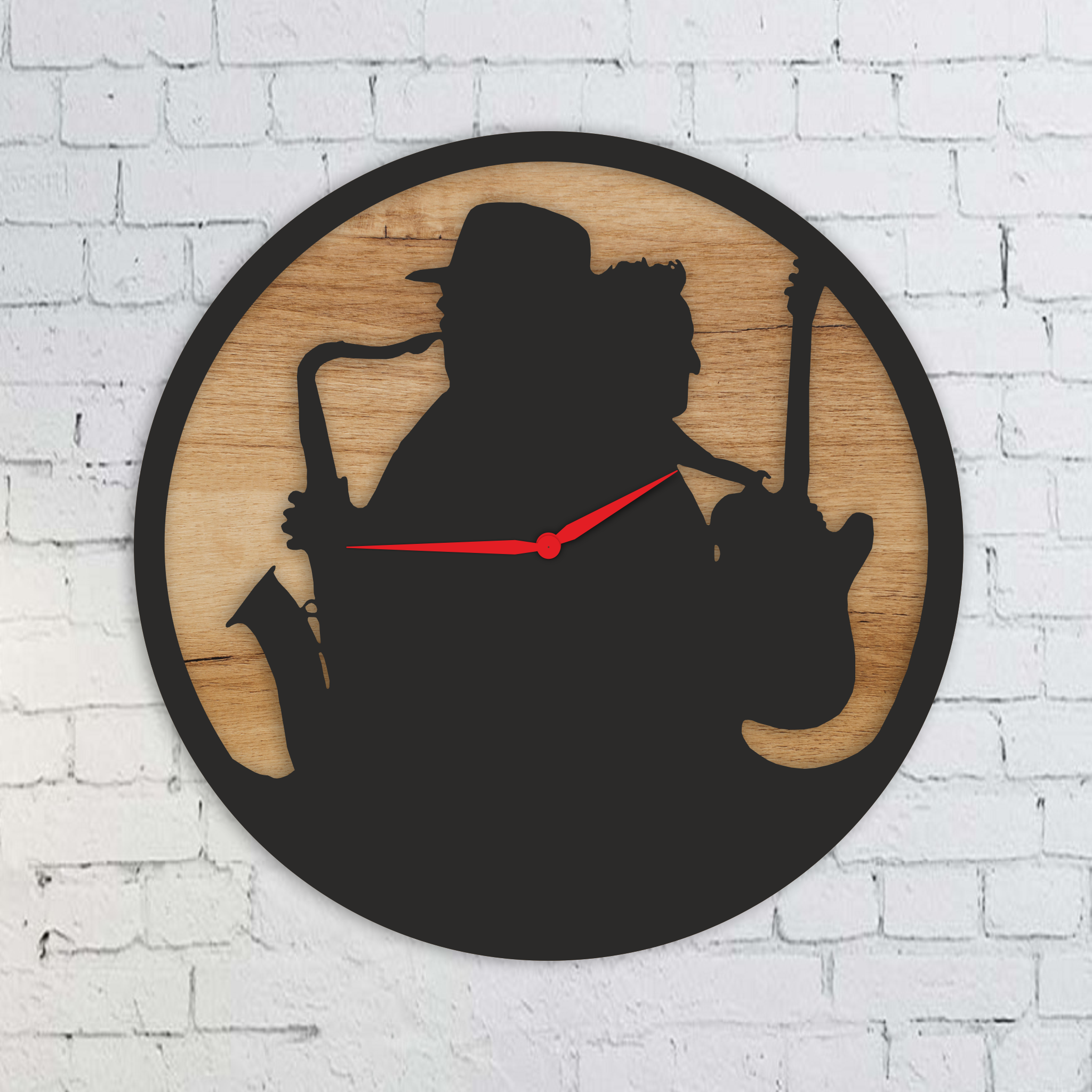 Wooden & Acrylic jazz clock 25cm