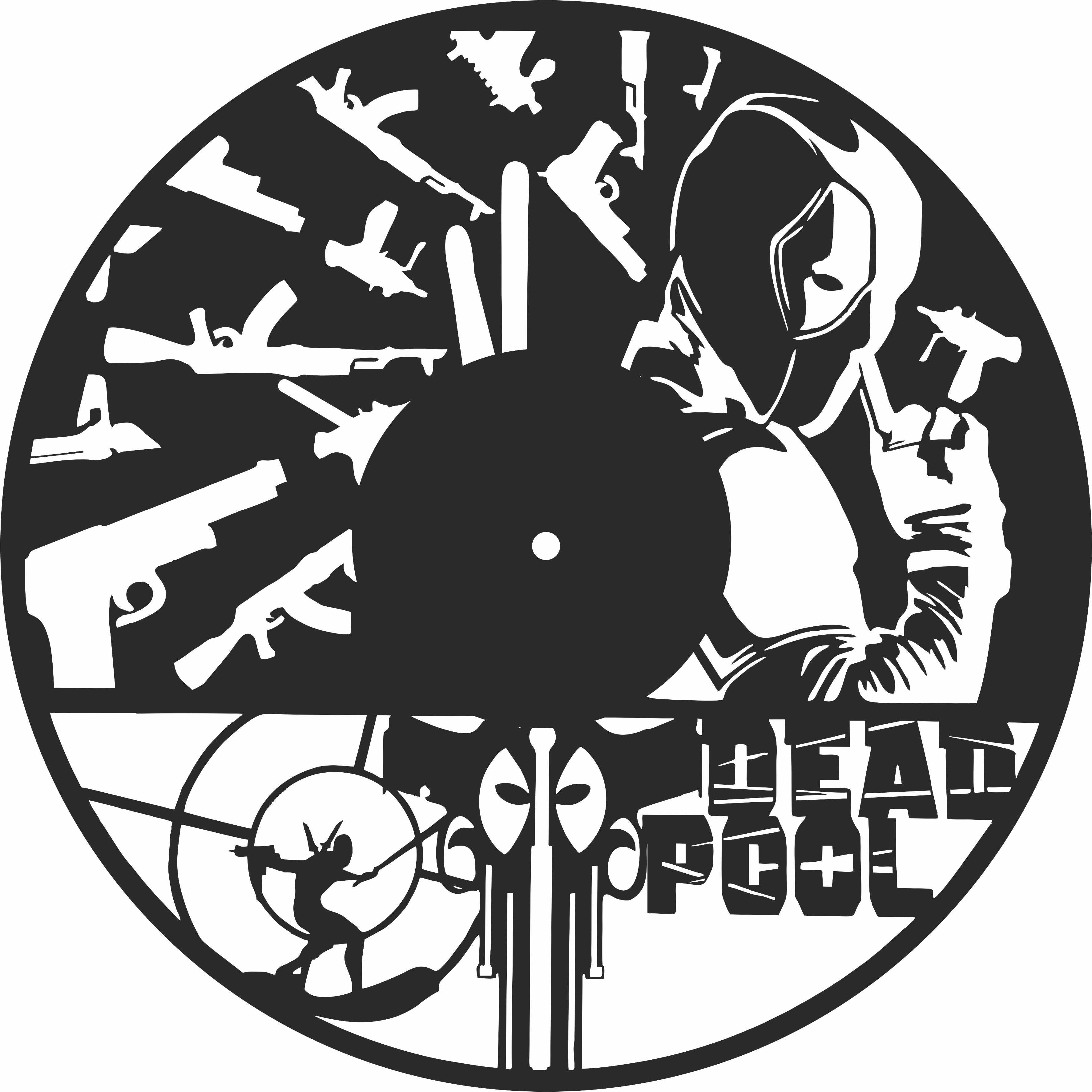 Acrylic Dead pool clock 30cm