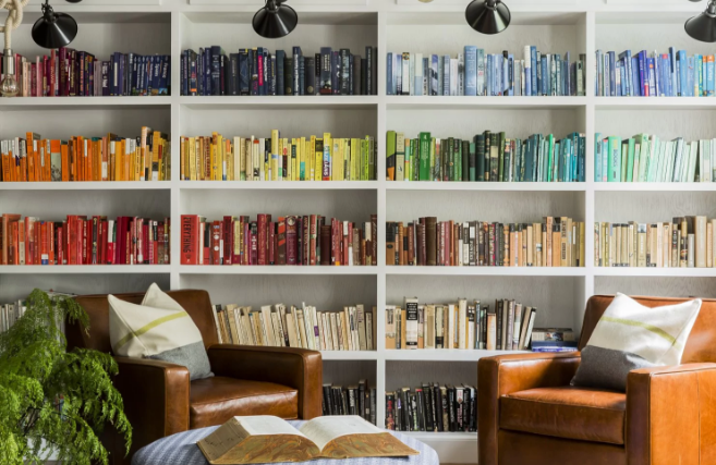 rainbow bookshelf