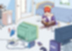 Anime Gamer playing in room