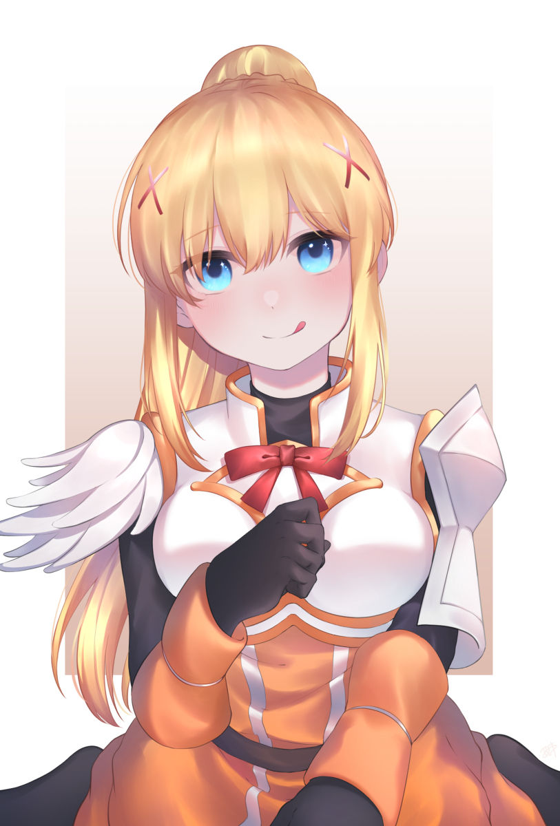 Darkness is a cute character as well and is the Tank player of the konosuba group