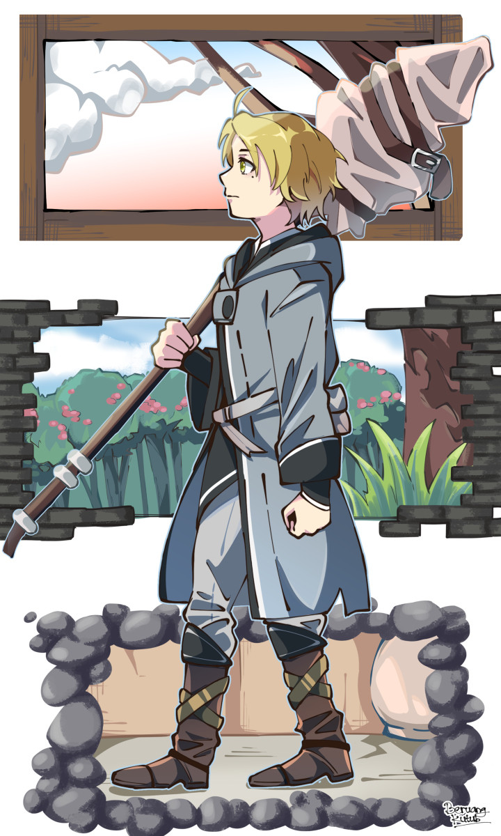 Mushoku Sensei Fan Art MC walking with Staff