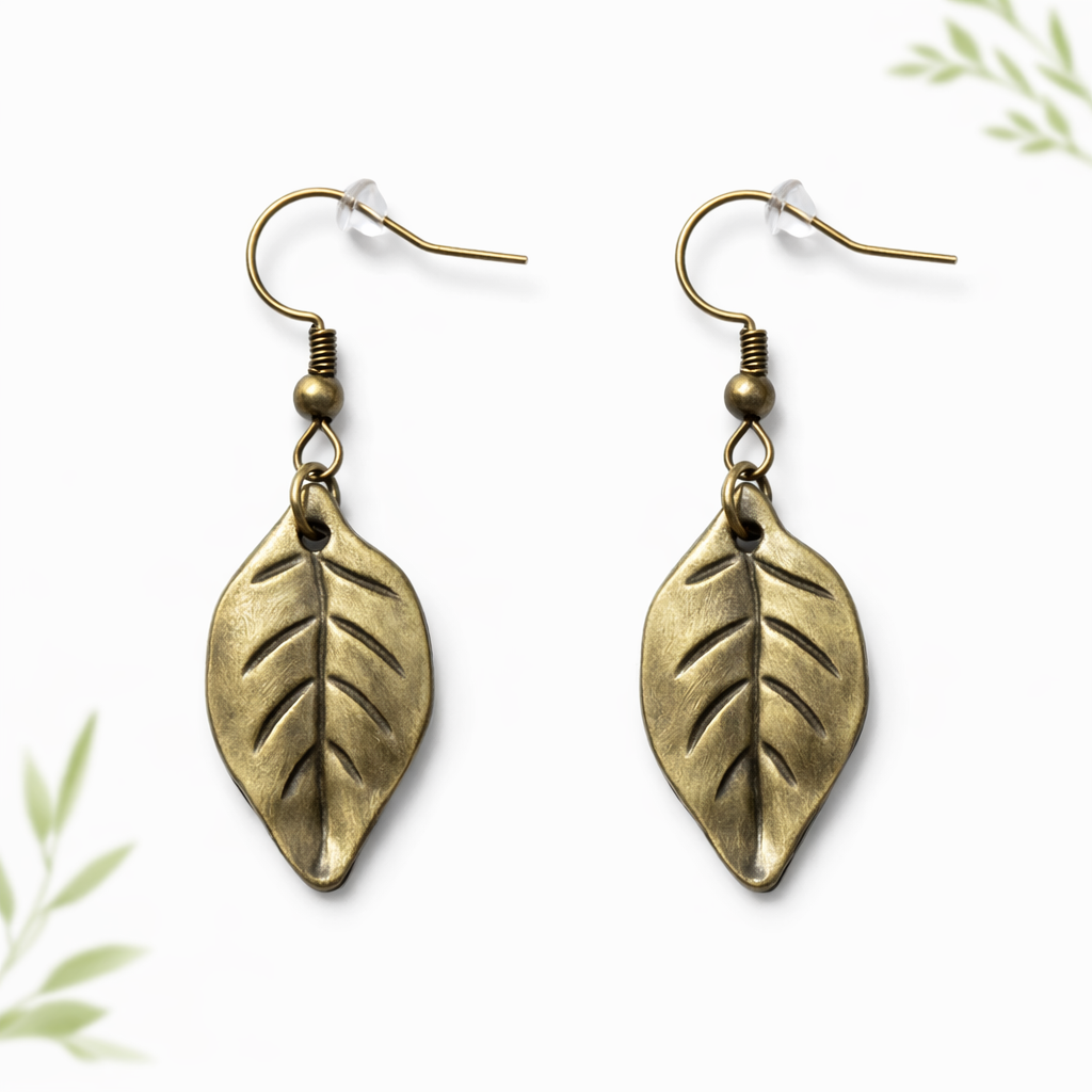 Boucles d'oreilles feuilles en bronze - Magnolia