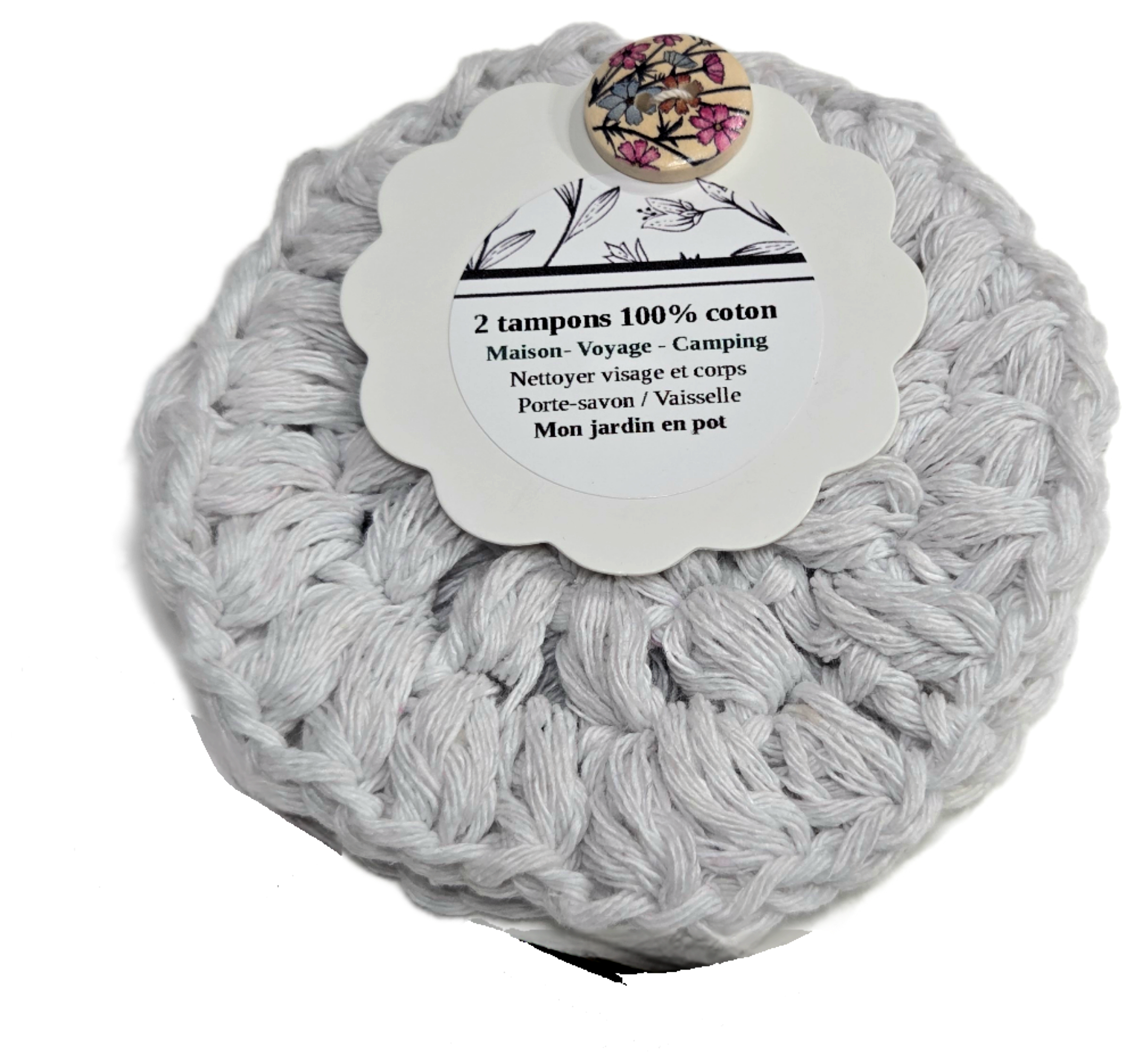 2 tampons réutilisables - 100% coton - Maison, voyage, camping