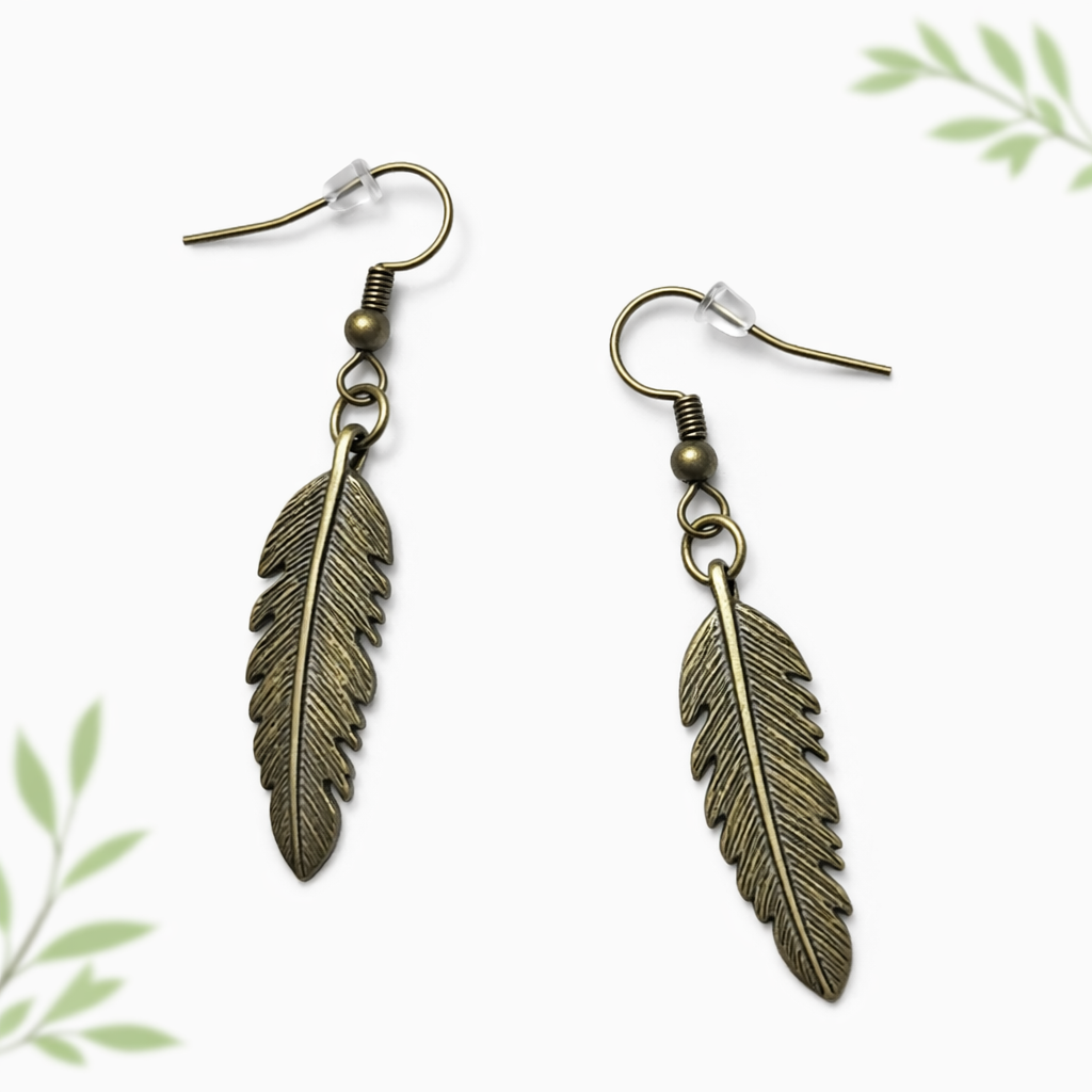 Boucles d'oreilles feuilles de bronze