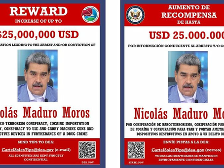 EUA oferecem recompensa de US$ 25 milhões por informações que levem à prisão de Nicolás Maduro