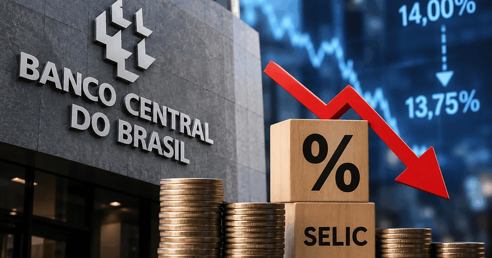 Copom reduz Selic para 13,75% ao ano