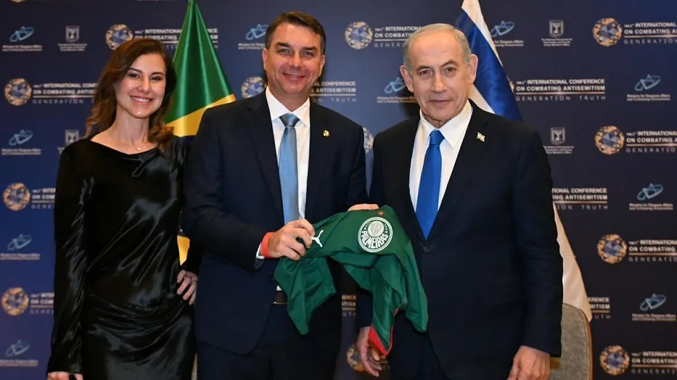 Netanyahu liga para Flávio Bolsonaro, parabeniza o candidato pelo primeiro turno e o convida a visitar Israel