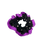 Thumbnail: Black and white spotted scrunchie with purple ribbon trim