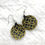 Thumbnail: Faux Leather Bauble design earrings sparkly gold and black on silver or gold plated  earring hooks