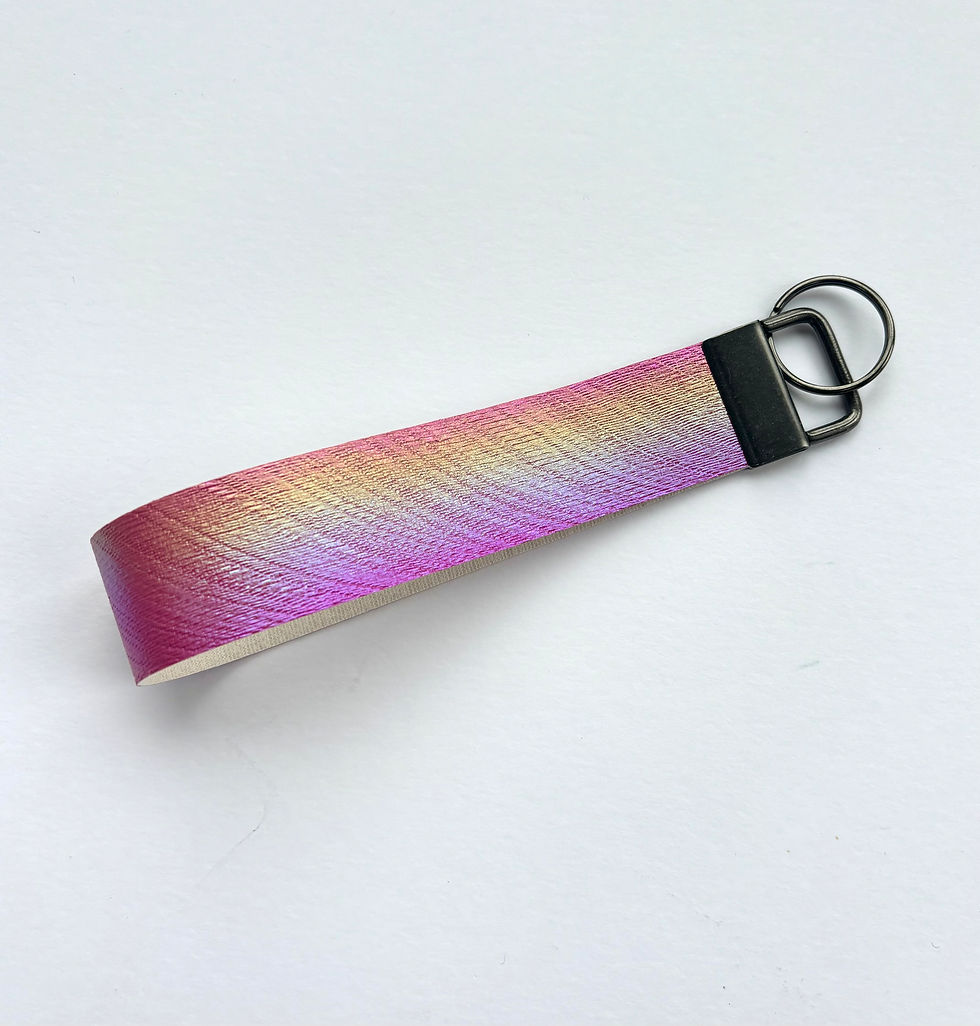 Pink Holographic Faux Leather Wristlet