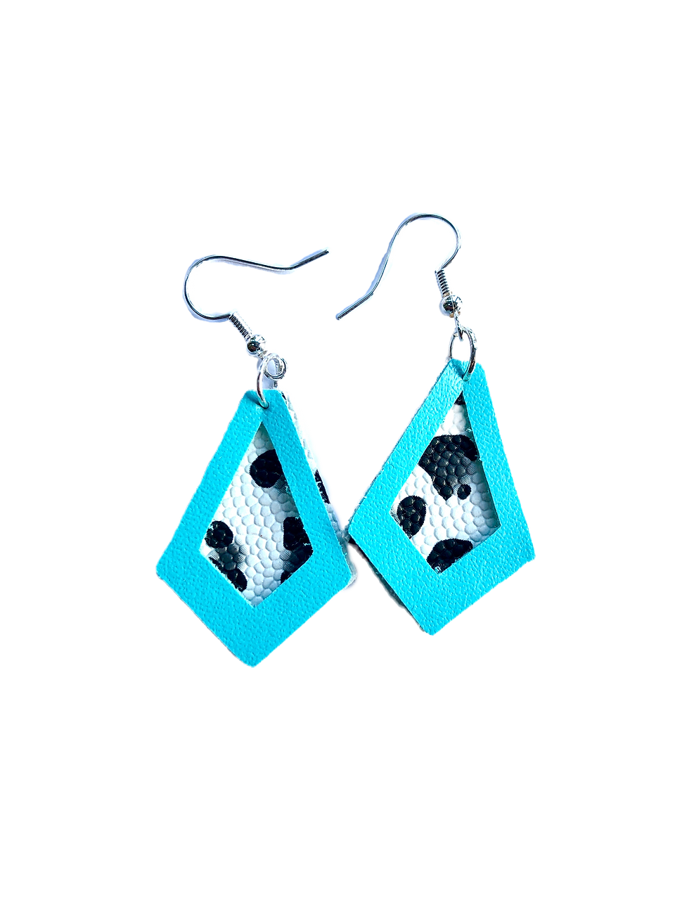 Animal Print Kite Shaped Faux Leather Earrings in turquoise