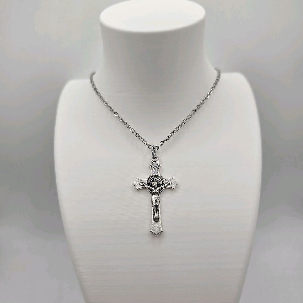 Miniatura: italian Silver Cross Necklace w/ Stainless Steel Chain