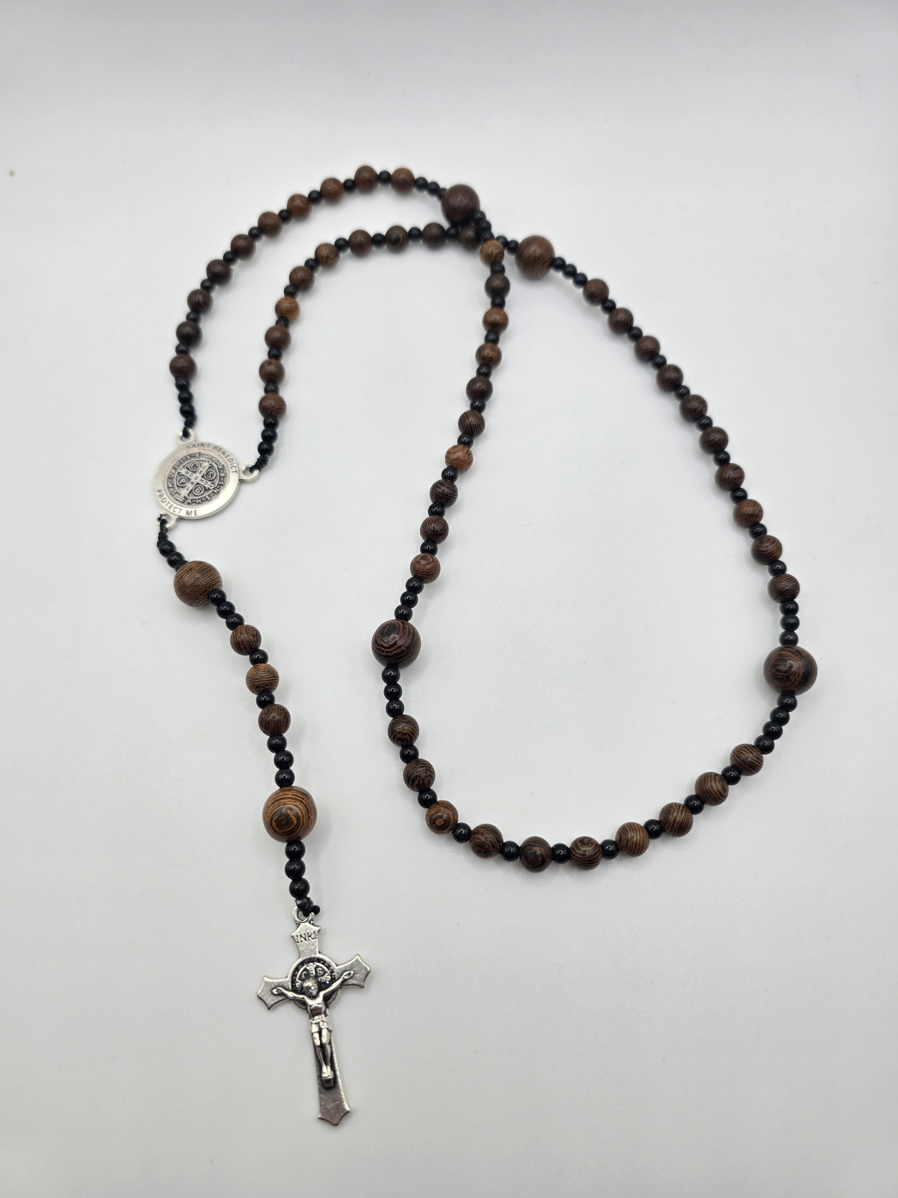 St. Benedict Stretchy Rosary Necklace