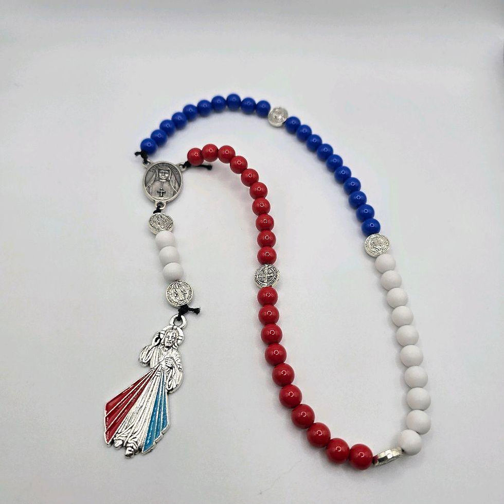Miniature : Chaplet of Divine Mercy Stretchy Rosary w/St. Faustina