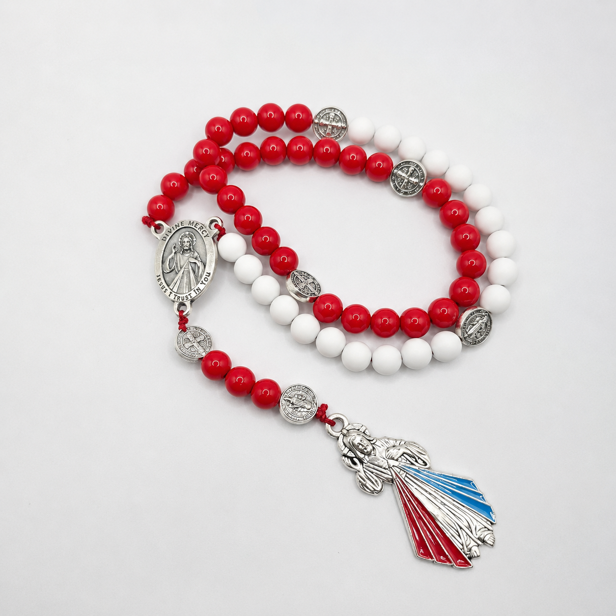 Chaplet of Divine Mercy Stretchy Rosary w/St. Faustina
