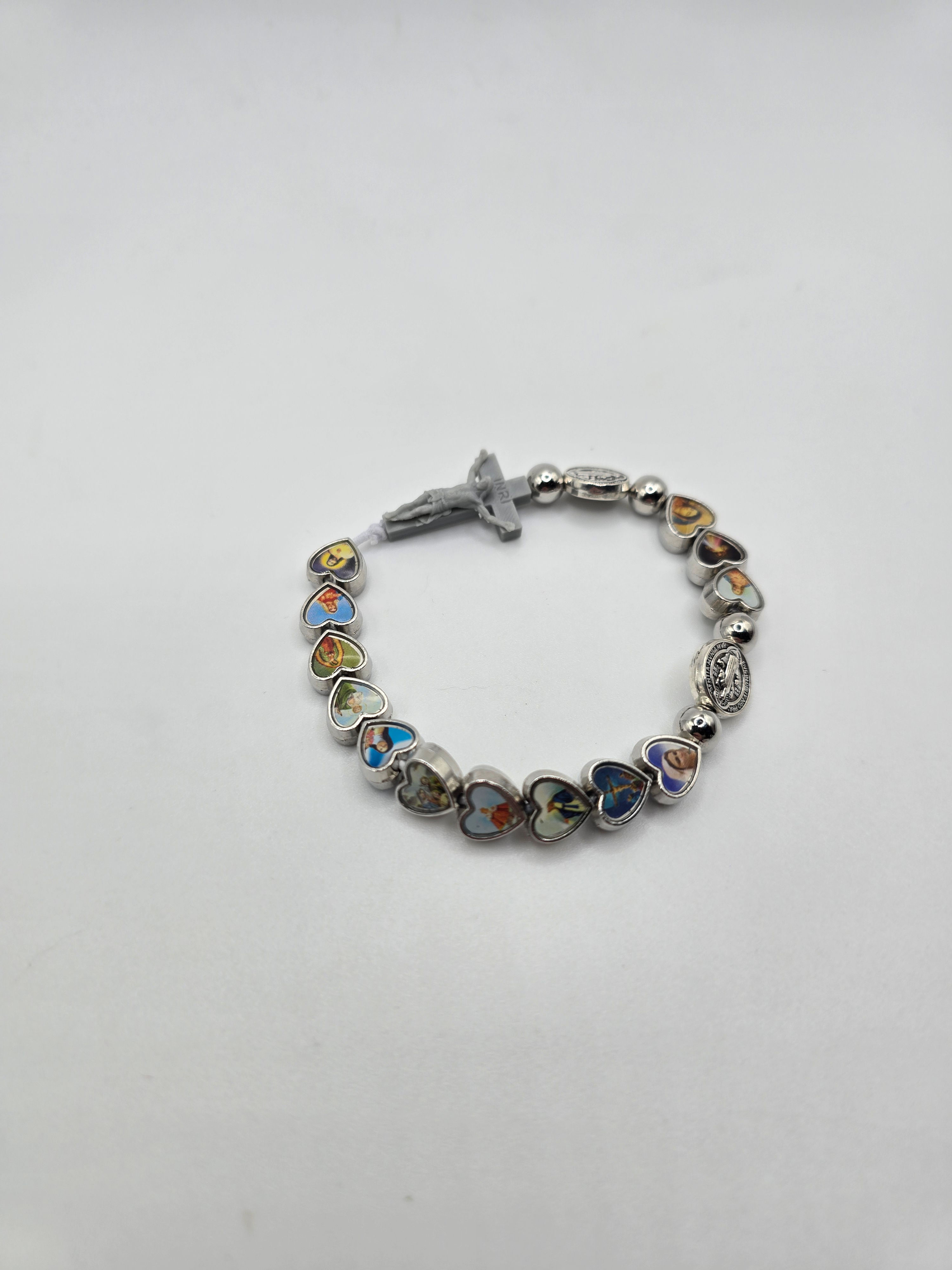 Saint-Themed Rosary Bracelet - Stretchy