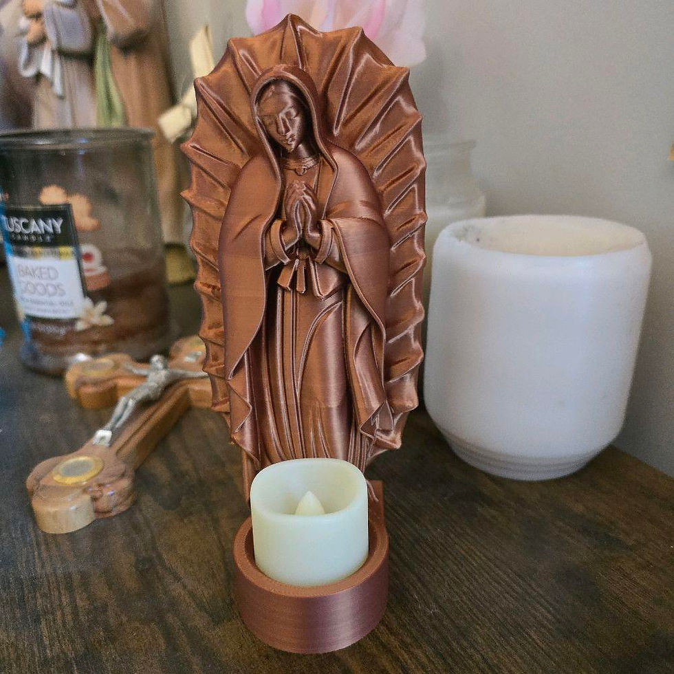 Thumbnail: Our Lady of Guadalupe Statue na may Kandilang 7in ang taas