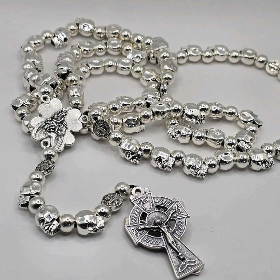 Miniaturbild: Heavy Metal Memento Mori Totenkopf Rosenkranz