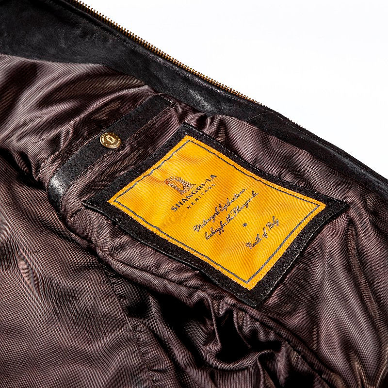 Thumbnail: SHANGRI LA HERITAGE Cafe Racer Leather Jacket Black