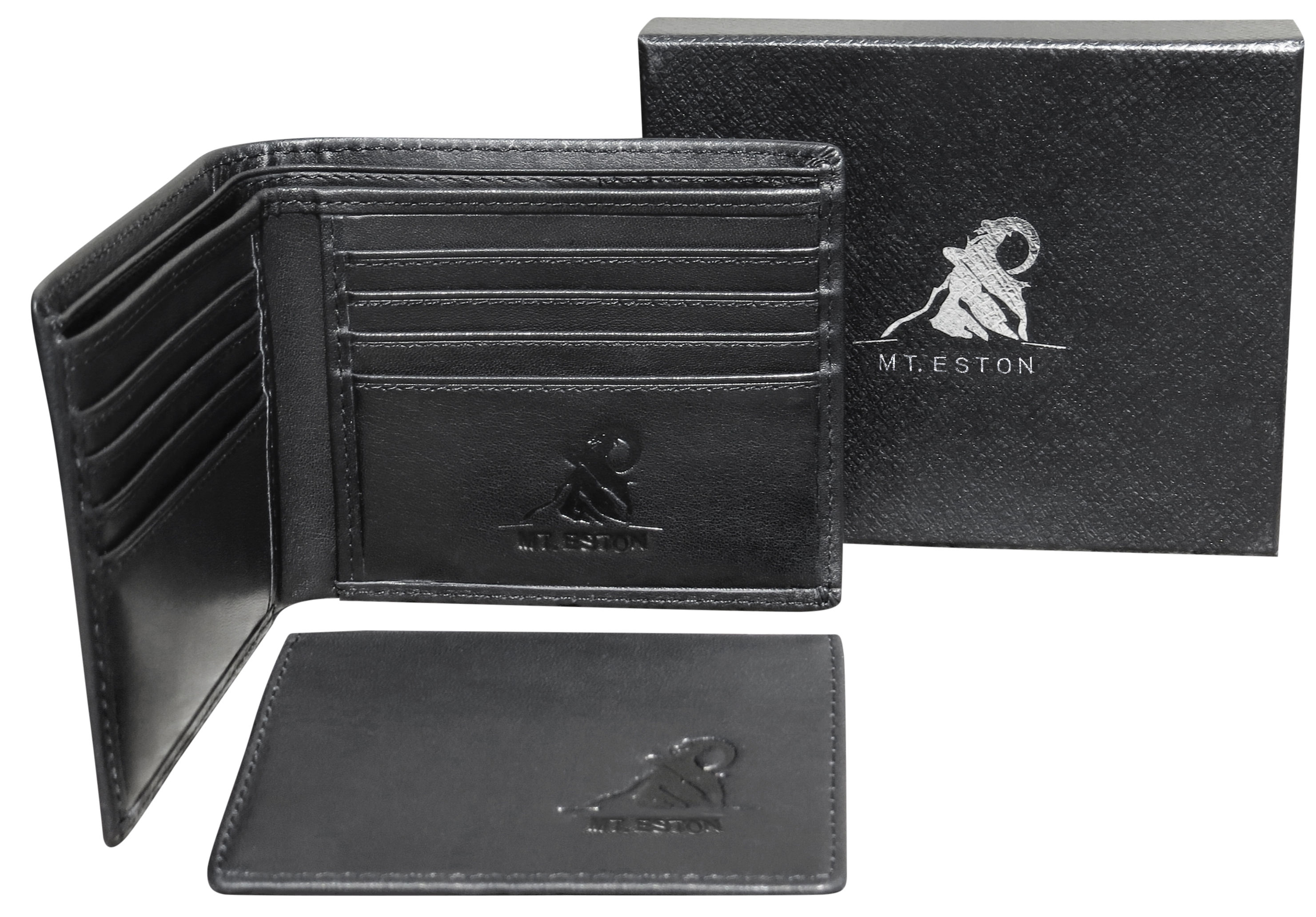 Mt. Eston RFID Blocking Mens Leather Wallet with Removable ID Holder Card Case