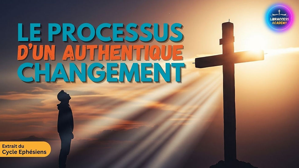 Le processus d’un authentique changement chrétien (Éphésiens 4:20‑24) – silhouette regardant une croix au coucher du soleil, rayons de lumière