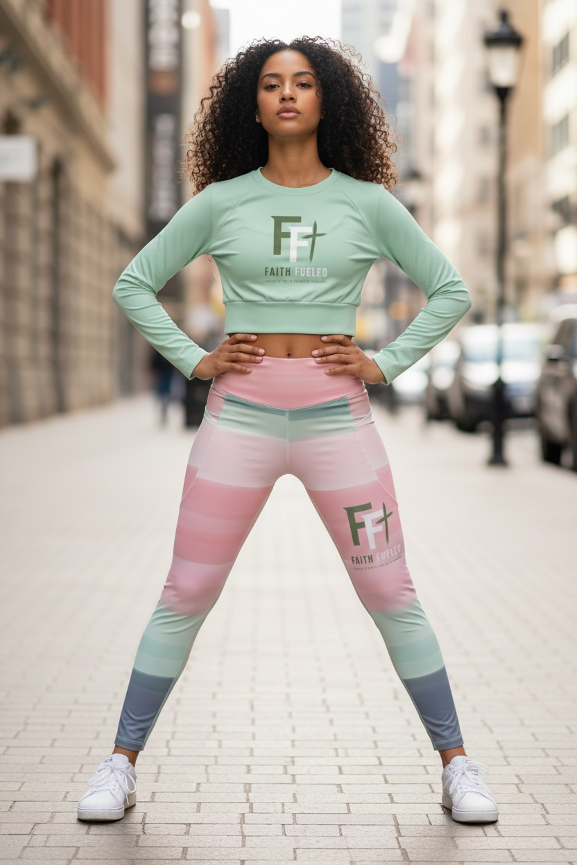 Faith Fueled Long Sleeve Crop - Sage