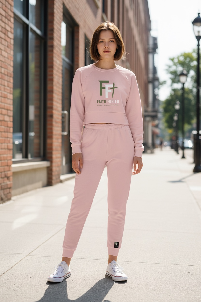 Faith Fueled Long Sleeve Crop - Blush