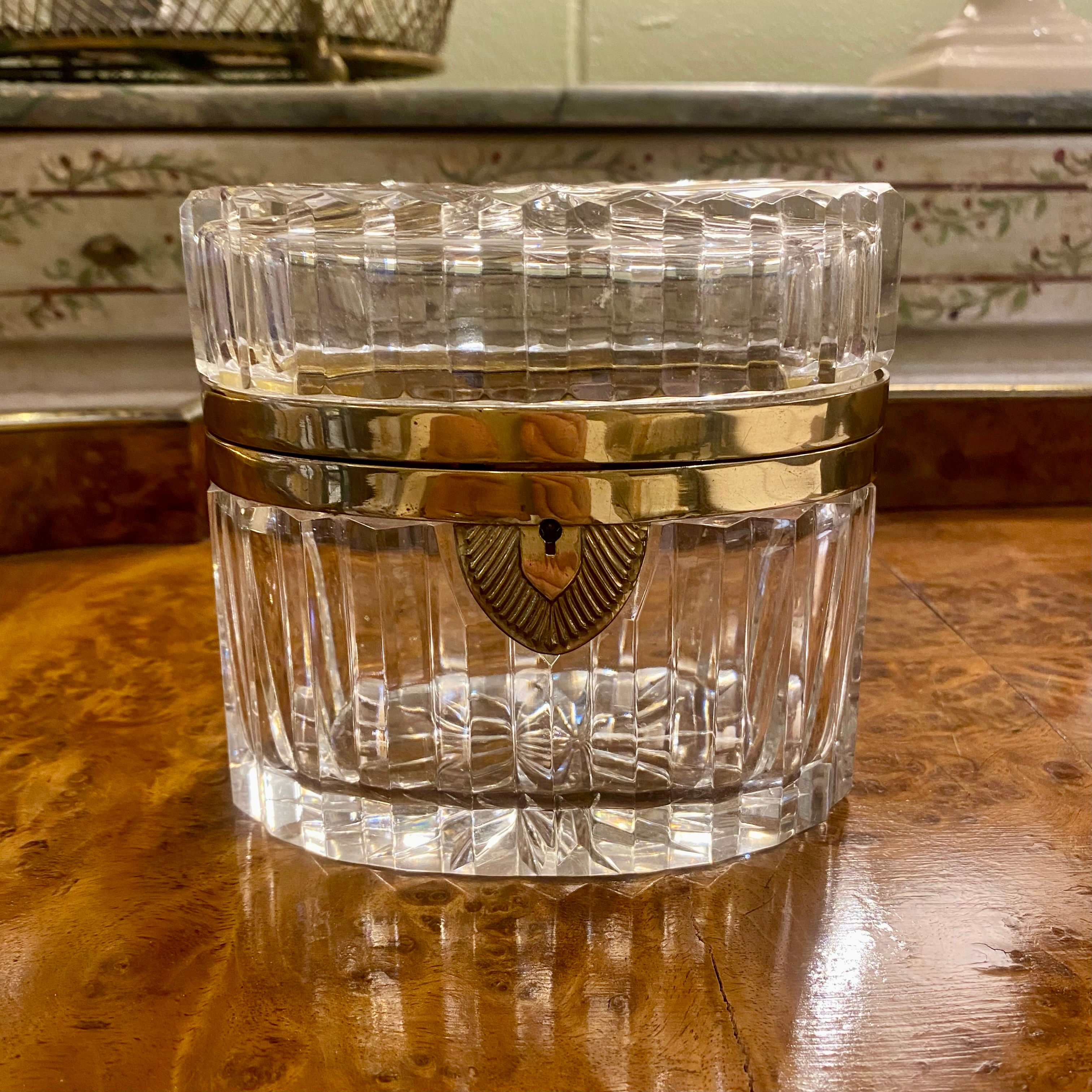 19th Century French Dore Bronze Crystal Box