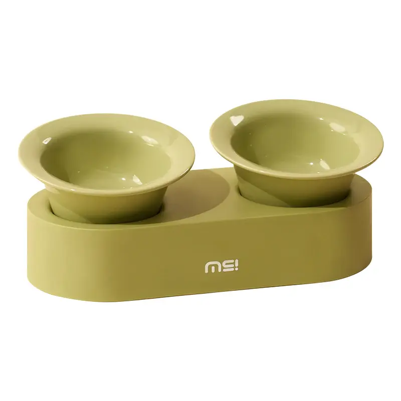 Thumbnail: MS! MAKESURE® Ceramic 2-In-1 Elevated Jingle Pet Bowl Set / Cat Feeding Set