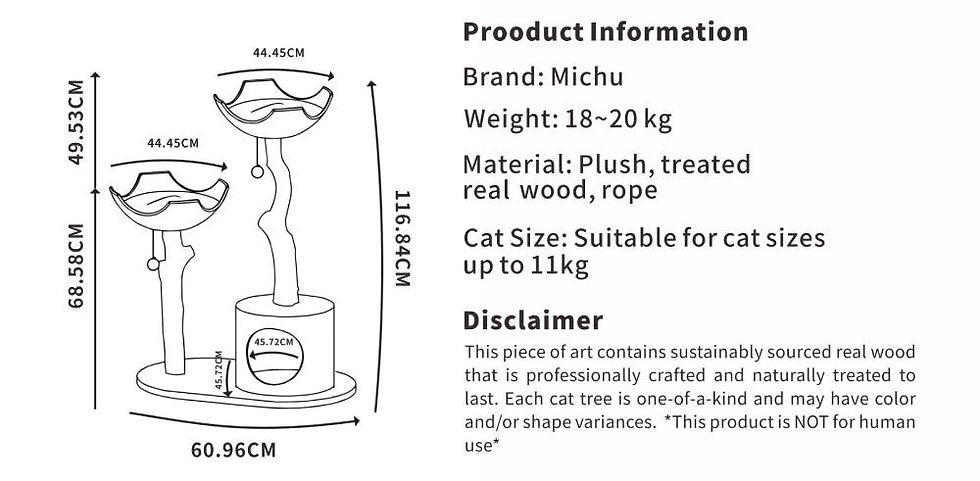 Thumbnail: Michu® Selected Real Wood Luxury Cat Tree / Cat Tower - Large (1.2m Height)