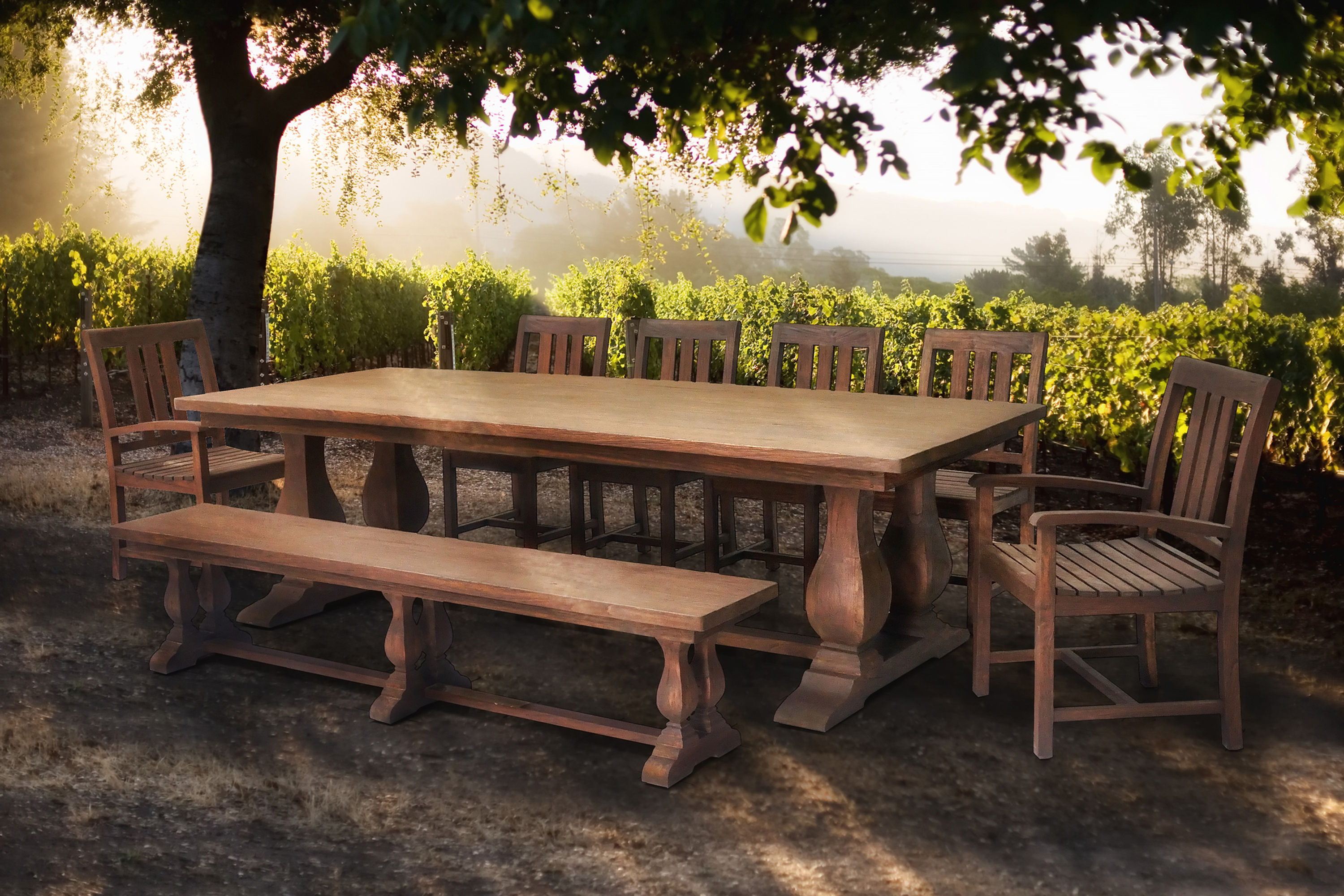 OLT114 - Capri Reclaimed Teak Balustrade Dining Table