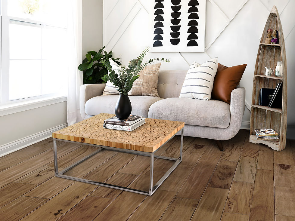 Thumbnail: SEN008 - SQUARE COFFEE TABLE Stainless Steel Base With Teak Slices Top