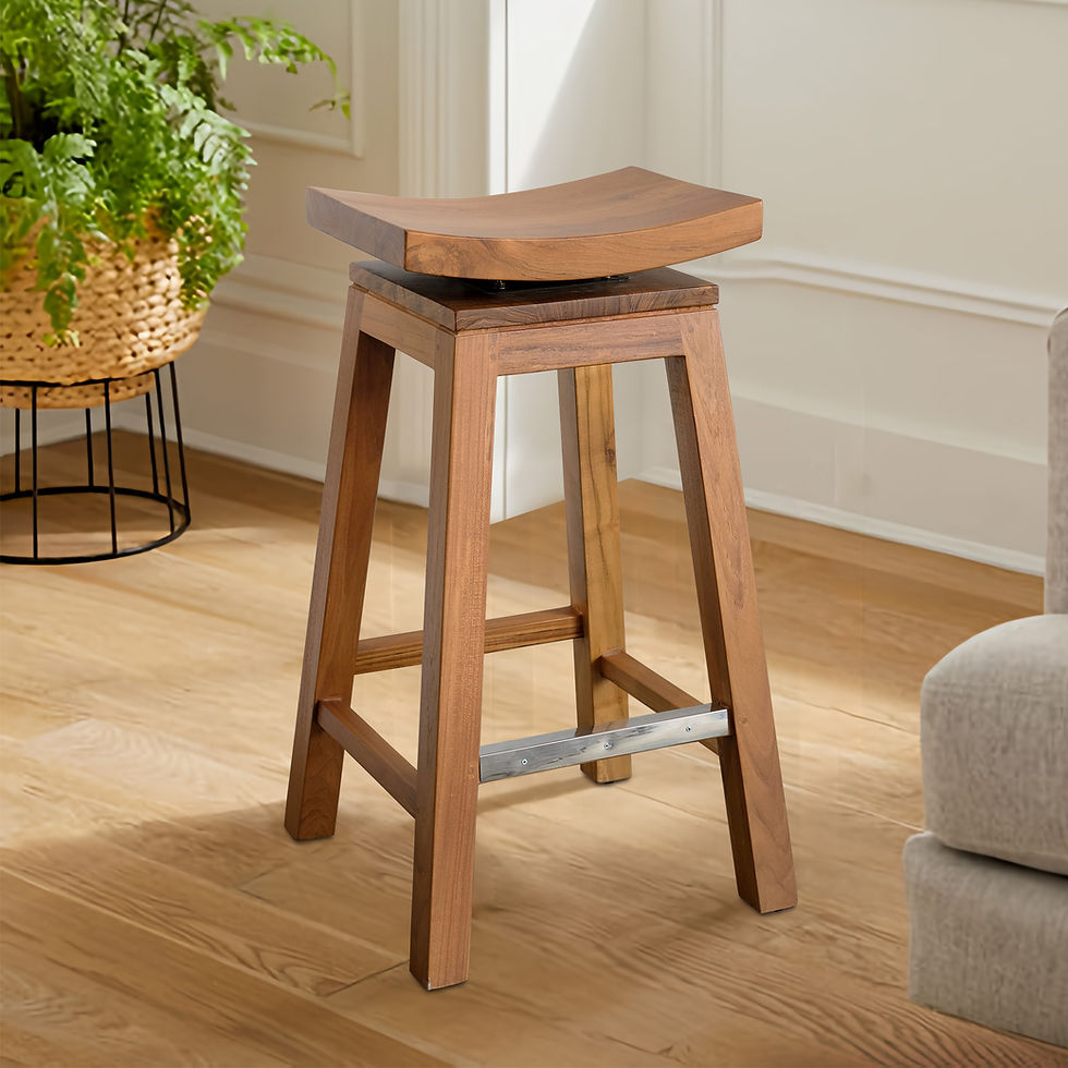 Thumbnail: SEN068 - Teak Wooden Swivel Bar Stool