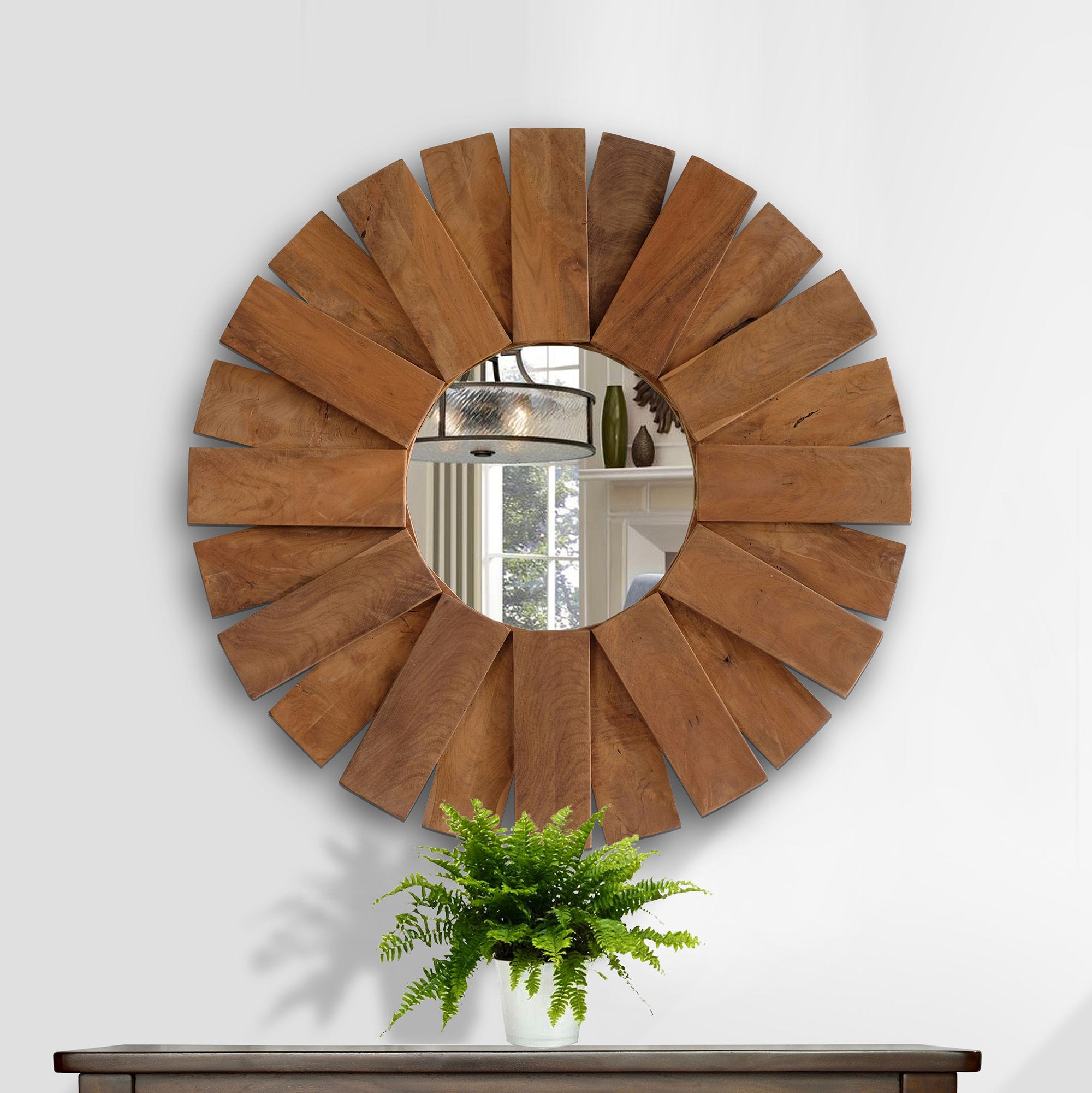 SEN075 - Teak Sunburst Mirror