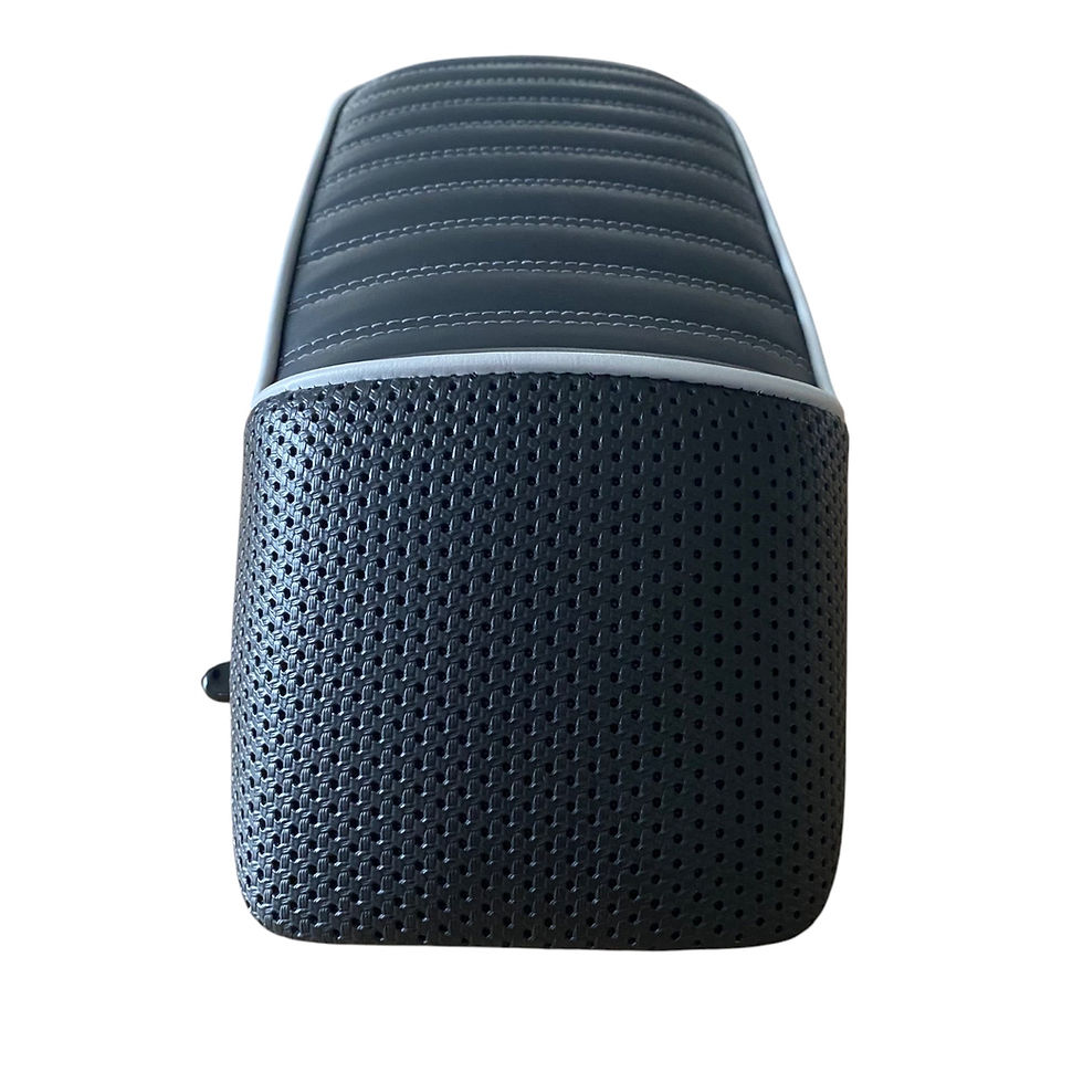 Thumbnail: Black Solo Hinged Lambretta Seat - Grey Piping