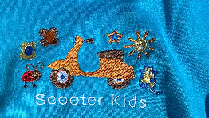Scooter Kids Embroidered Turquoise Hoodie