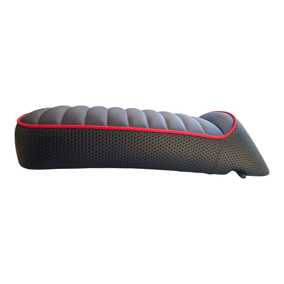 Thumbnail: Black Solo Hinged Lambretta Seat - Red Piping