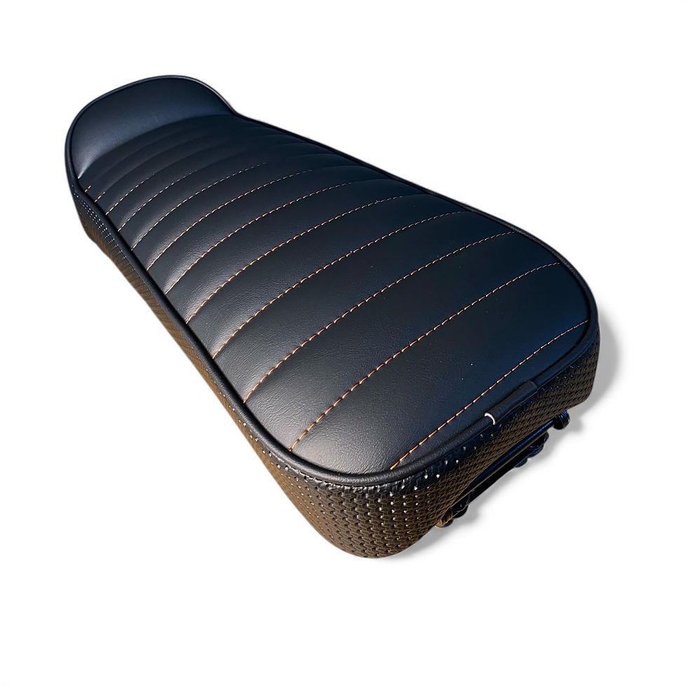 Thumbnail: Black Dual Hinged Lambretta Seat - Orange Stitch